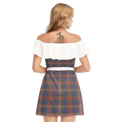 Fraser Hunting Modern Tartan Plaid Off-shoulder Dress With Ruffle