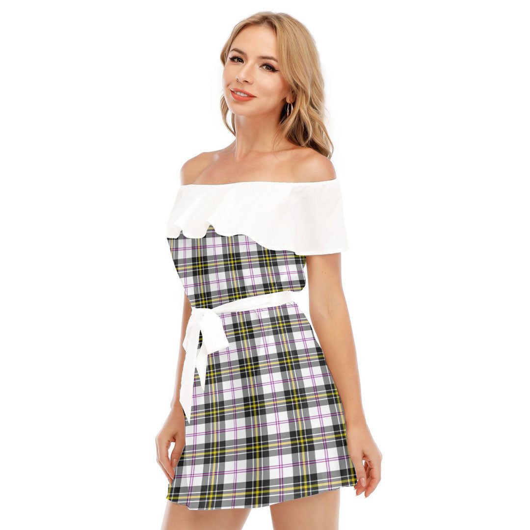 MacPherson Dress Modern Tartan Plaid Off-shoulder Dress With Ruffle