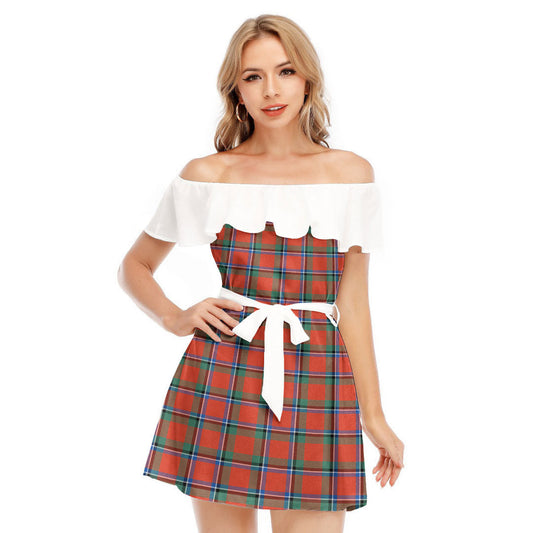 Sinclair Ancient Tartan Plaid Off-shoulder Dress With Ruffle