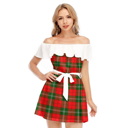 Lennox Modern Tartan Plaid Off-shoulder Dress With Ruffle