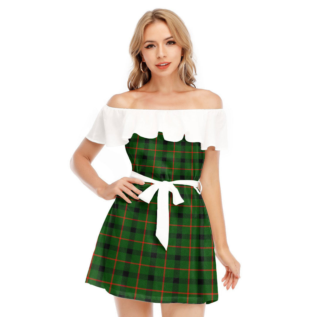 Kincaid Modern Tartan Plaid Off-shoulder Dress With Ruffle