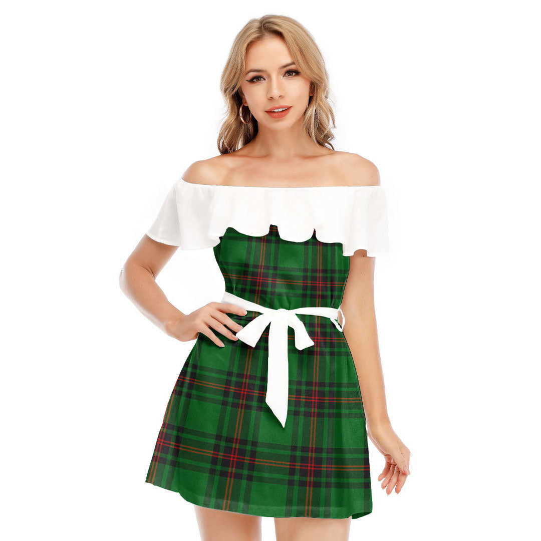 Fife District Tartan Plaid Off-shoulder Dress With Ruffle