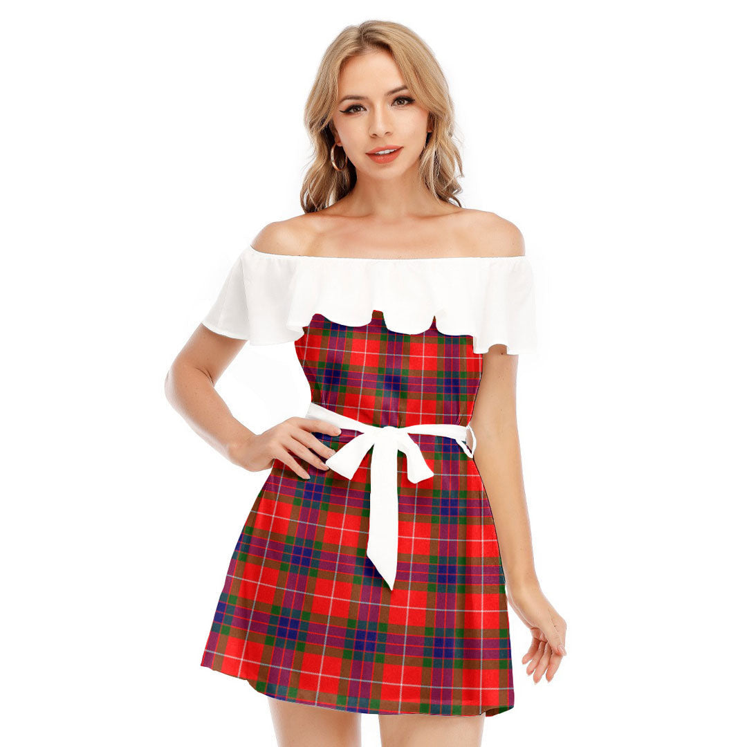 Fraser Modern Tartan Plaid Off-shoulder Dress With Ruffle