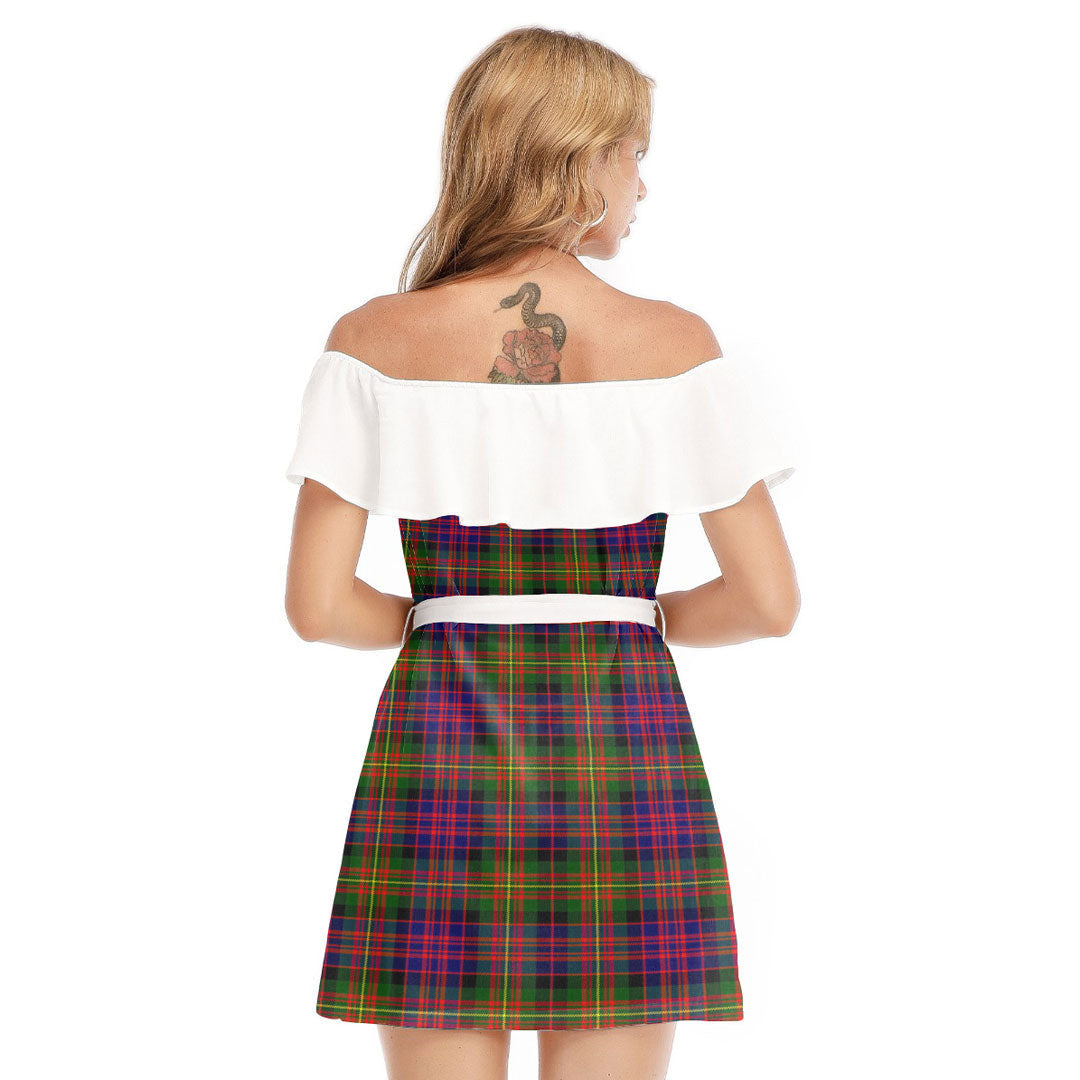 Carnegie Modern Tartan Plaid Off-shoulder Dress With Ruffle