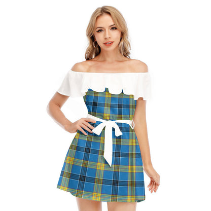 Laing Tartan Plaid Off-shoulder Dress With Ruffle