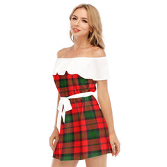Kerr Modern Tartan Plaid Off-shoulder Dress With Ruffle