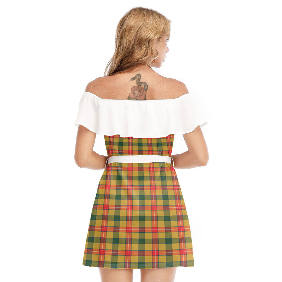 Baxter Tartan Plaid Off-shoulder Dress With Ruffle