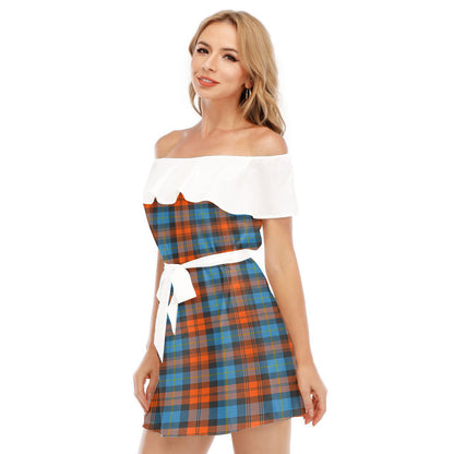 MacLachlan Ancient Tartan Plaid Off-shoulder Dress With Ruffle