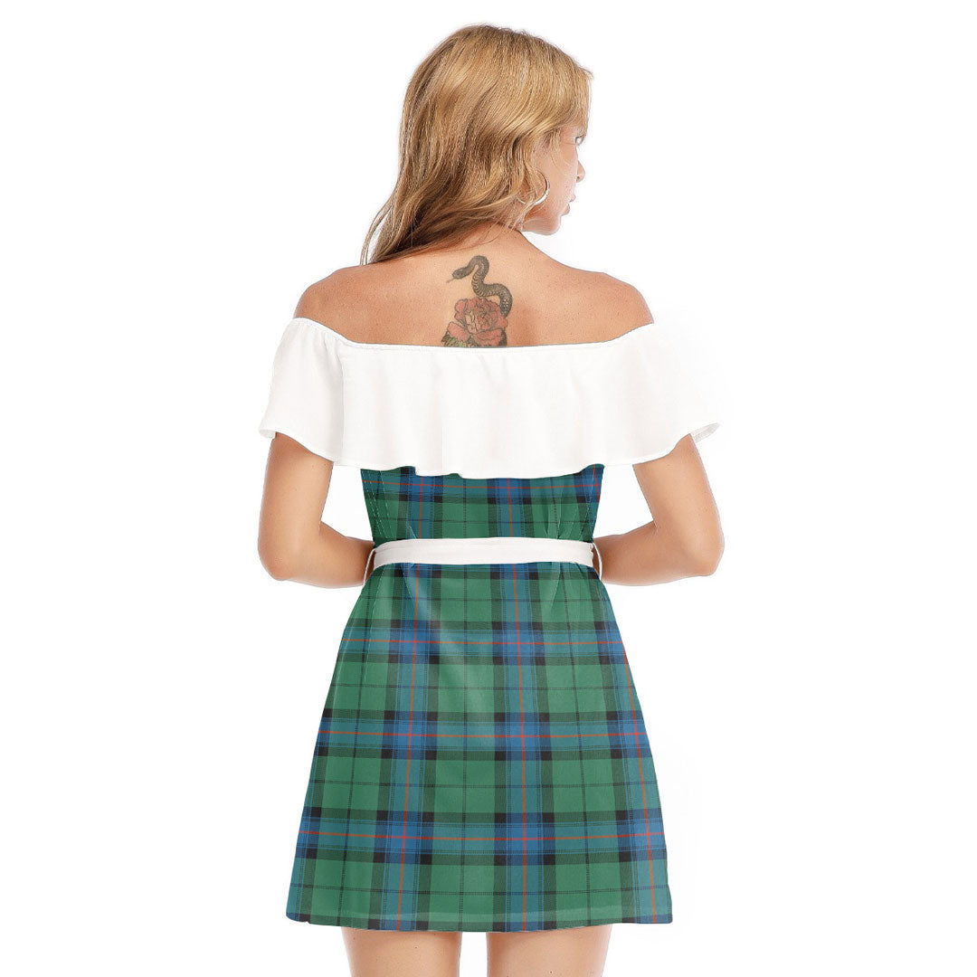 Armstrong Ancient Tartan Plaid Off-shoulder Dress With Ruffle