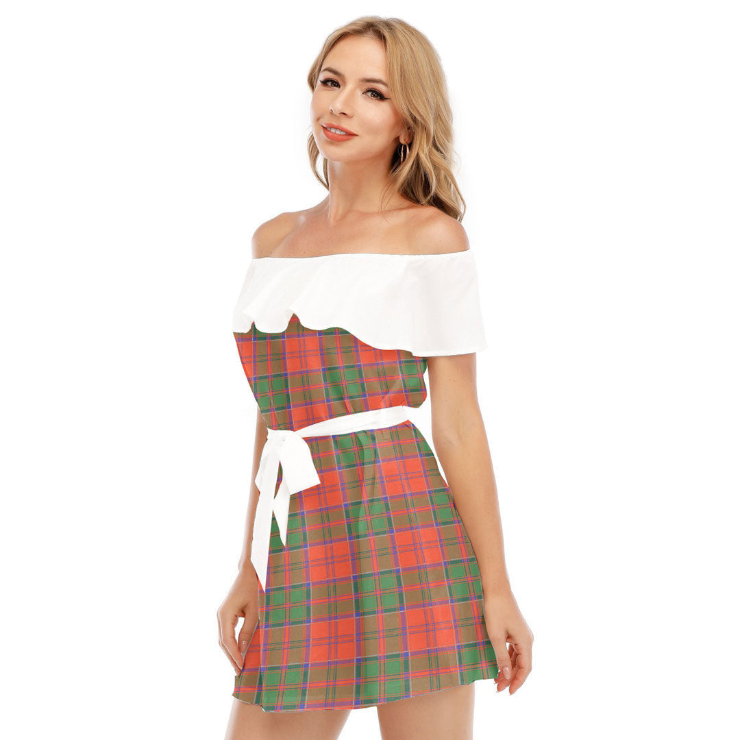 Grant Ancient Tartan Plaid Off-shoulder Dress With Ruffle