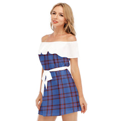 Elliot Modern Tartan Plaid Off-shoulder Dress With Ruffle