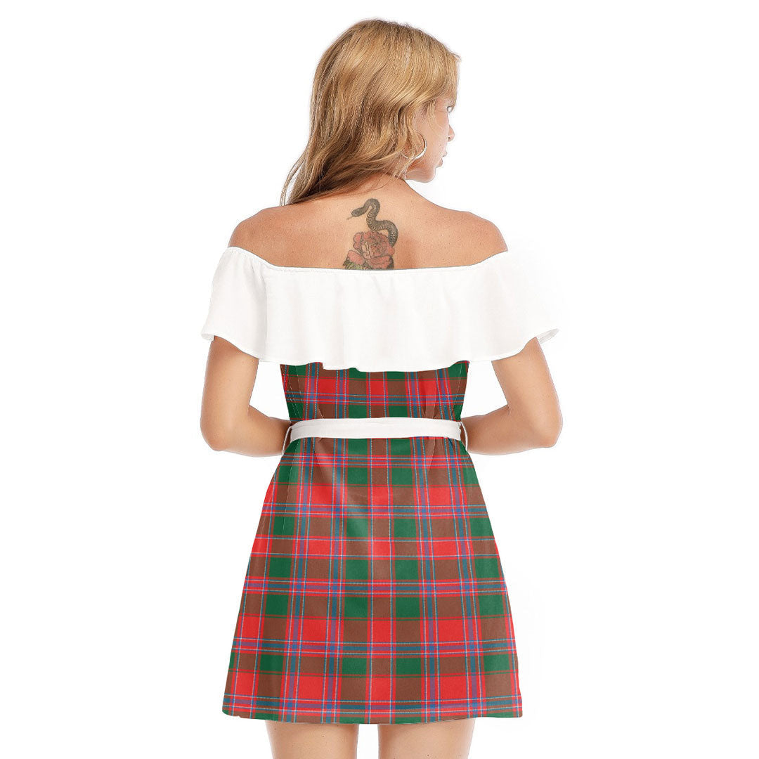 Dalziel Modern Tartan Plaid Off-shoulder Dress With Ruffle