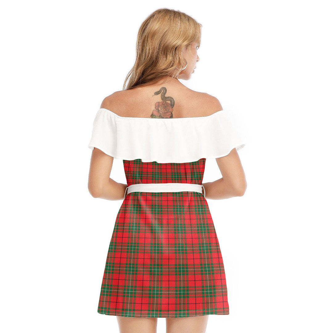 MacAulay Modern Tartan Plaid Off-shoulder Dress With Ruffle