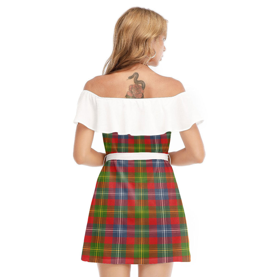 Forrester Tartan Plaid Off-shoulder Dress With Ruffle