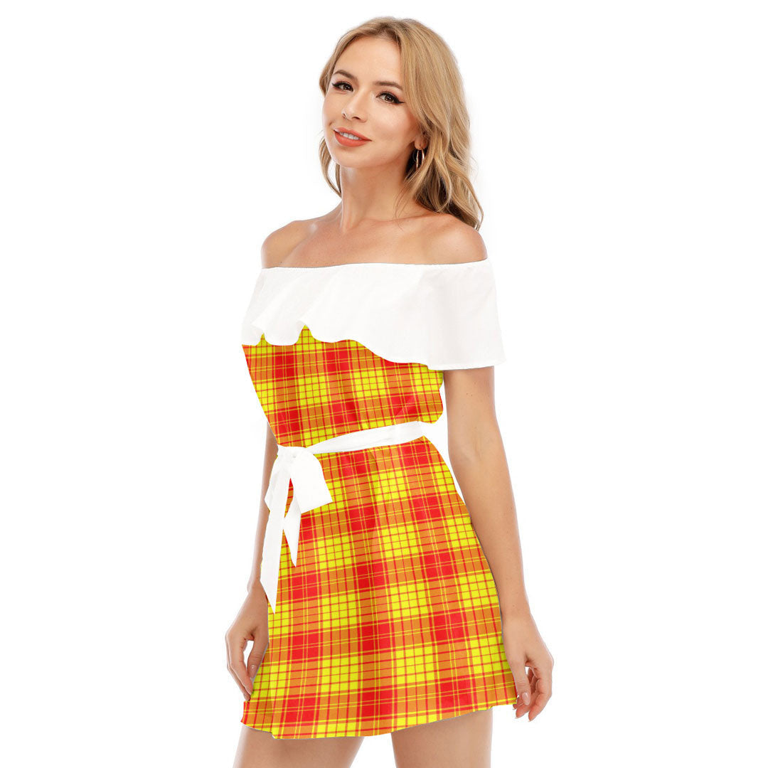 MacMillan Clan Tartan Plaid Off-shoulder Dress With Ruffle