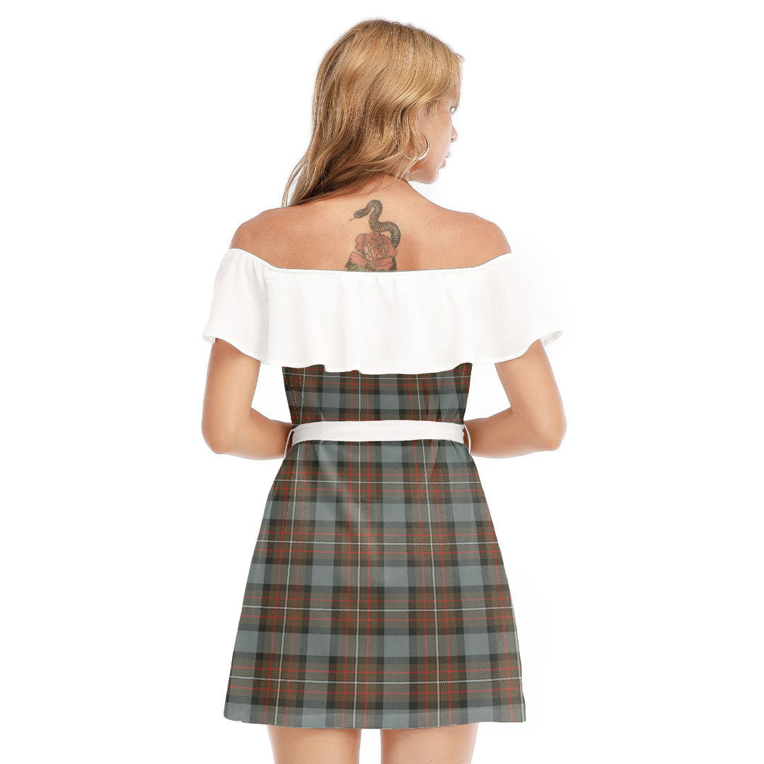 Fergusson Weathered Tartan Plaid Off-shoulder Dress With Ruffle