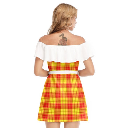 MacMillan Clan Tartan Plaid Off-shoulder Dress With Ruffle