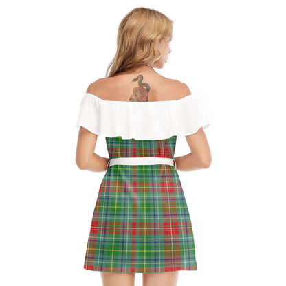 Muirhead Tartan Plaid Off-shoulder Dress With Ruffle