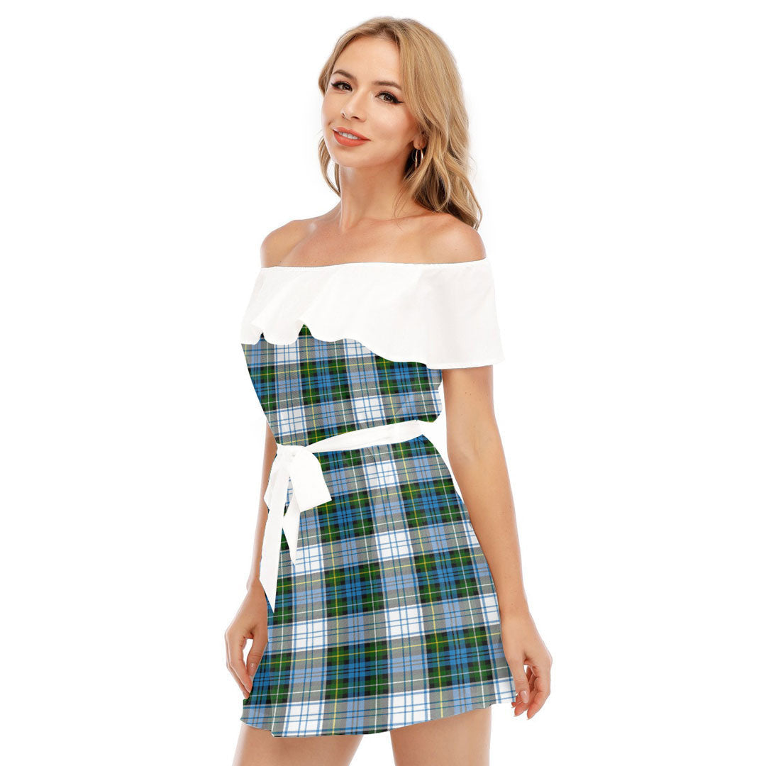 Campbell Dress Tartan Plaid Off-shoulder Dress With Ruffle