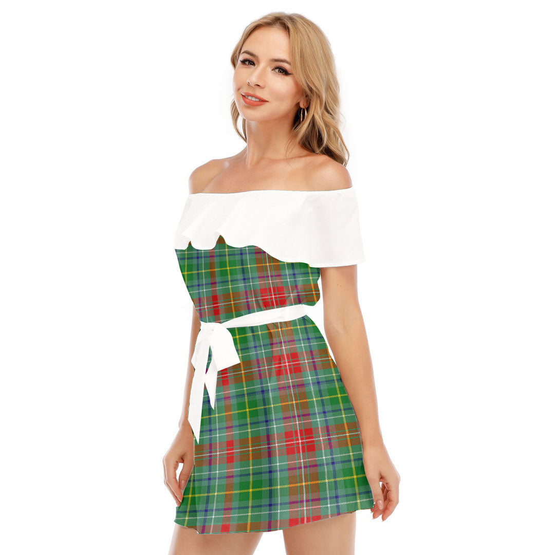 Muirhead Tartan Plaid Off-shoulder Dress With Ruffle