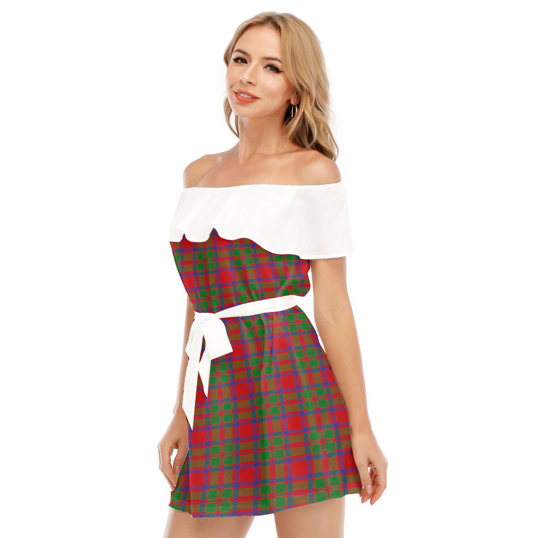 MacKintosh Modern Tartan Plaid Off-shoulder Dress With Ruffle