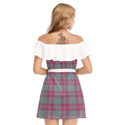 Crawford Ancient Tartan Plaid Off-shoulder Dress With Ruffle