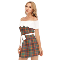 Innes Ancient Tartan Plaid Off-shoulder Dress With Ruffle