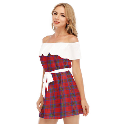 Leslie Modern Tartan Plaid Off-shoulder Dress With Ruffle