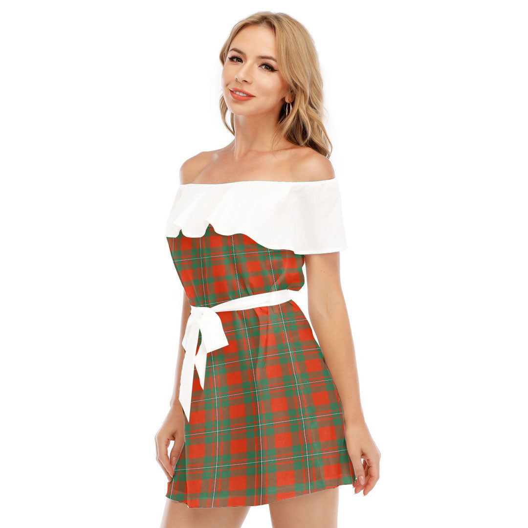 MacGregor Ancient Tartan Plaid Off-shoulder Dress With Ruffle