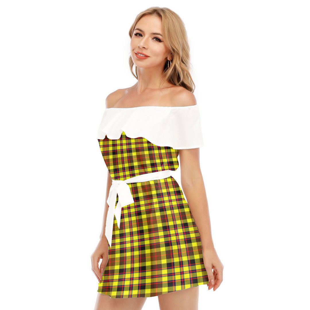 Jardine Tartan Plaid Off-shoulder Dress With Ruffle