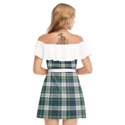 Gordon Dress Ancient Tartan Plaid Off-shoulder Dress With Ruffle