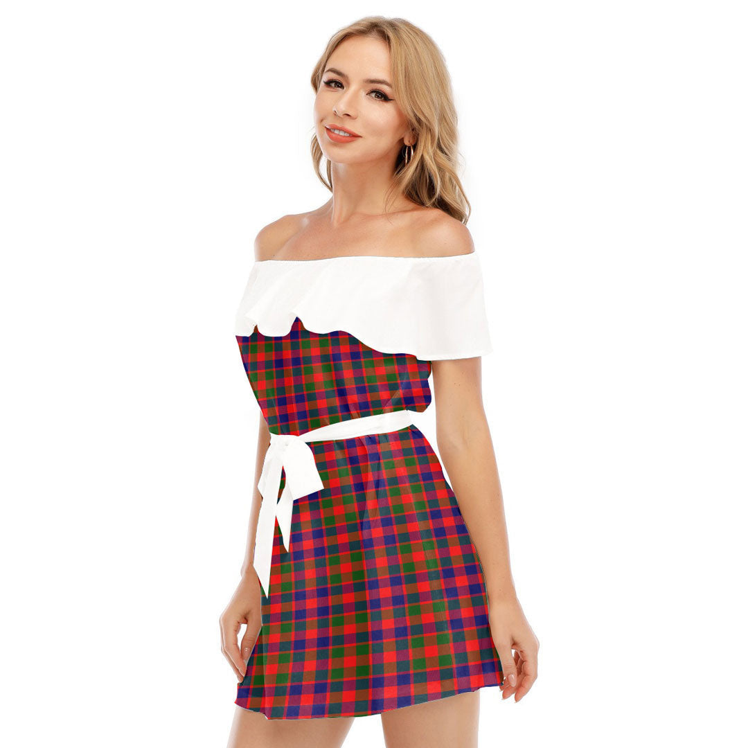 Gow Modern Tartan Plaid Off-shoulder Dress With Ruffle