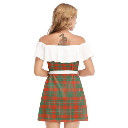 MacGregor Ancient Tartan Plaid Off-shoulder Dress With Ruffle