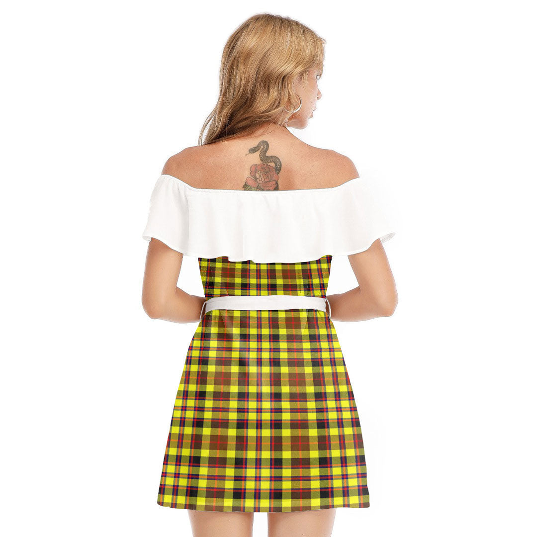 Jardine Tartan Plaid Off-shoulder Dress With Ruffle