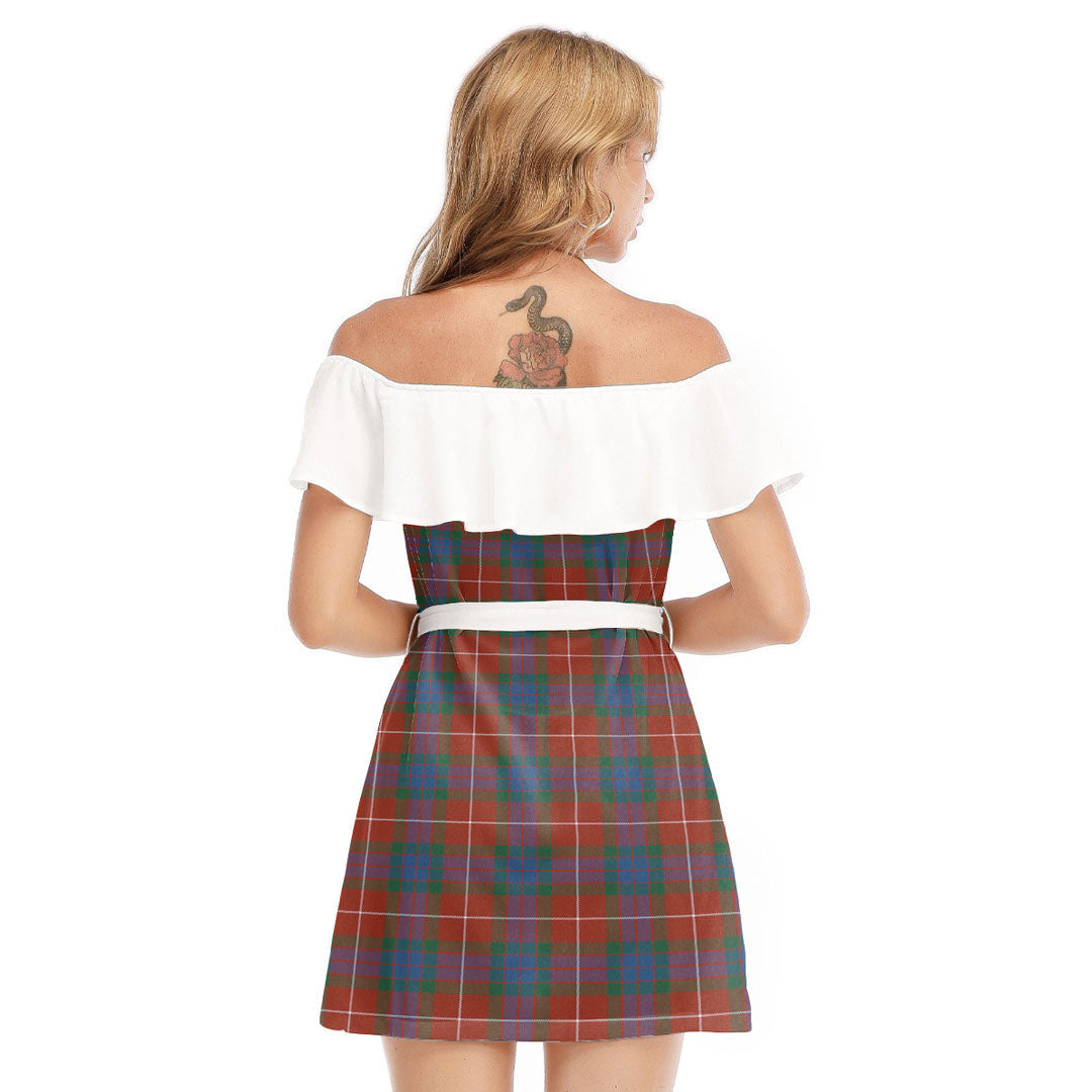 Fraser Ancient Tartan Plaid Off-shoulder Dress With Ruffle