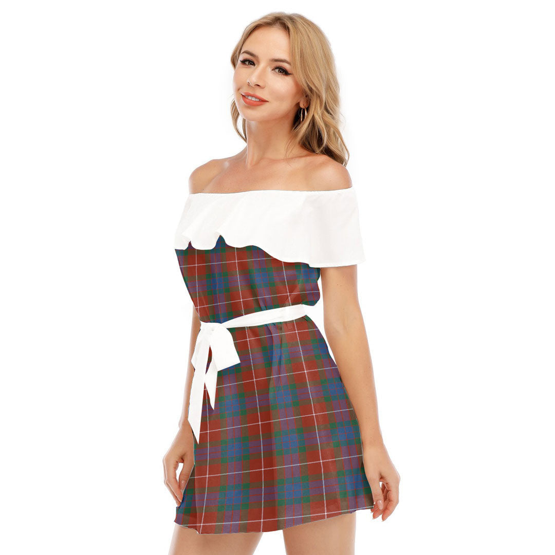 Fraser Ancient Tartan Plaid Off-shoulder Dress With Ruffle