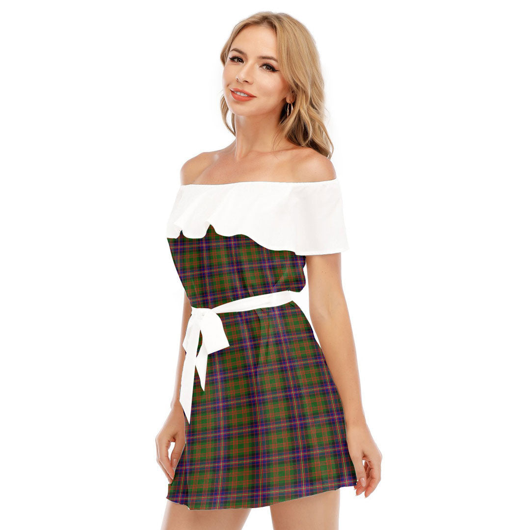 Cochrane Modern Tartan Plaid Off-shoulder Dress With Ruffle