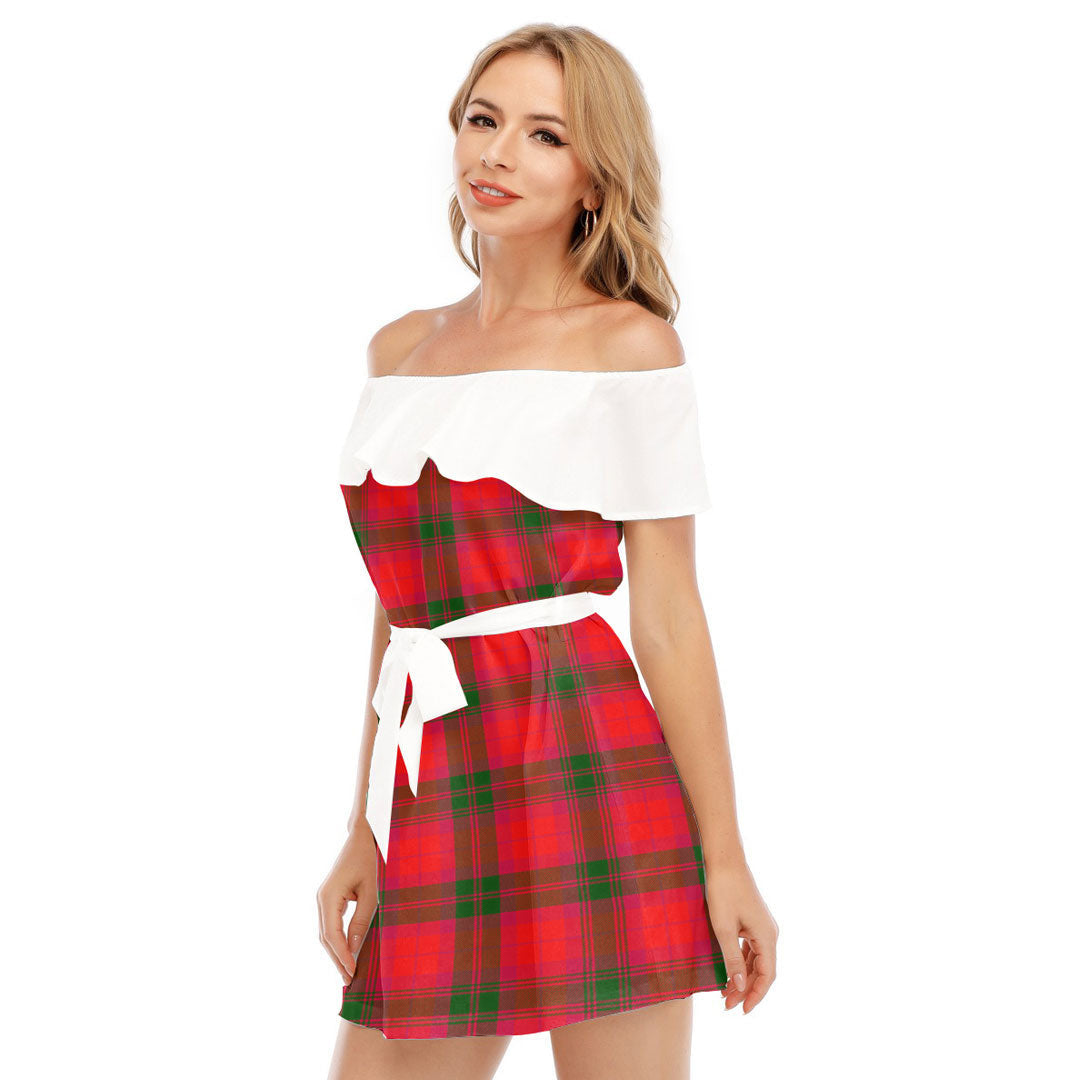 MacNab Modern Tartan Plaid Off-shoulder Dress With Ruffle