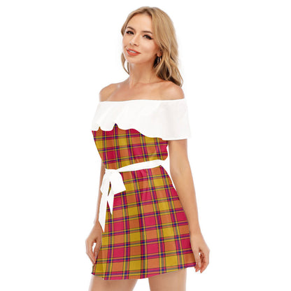 Scrymgeour Tartan Plaid Off-shoulder Dress With Ruffle