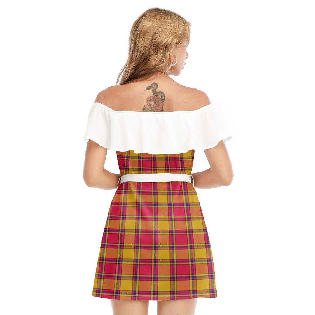 Scrymgeour Tartan Plaid Off-shoulder Dress With Ruffle