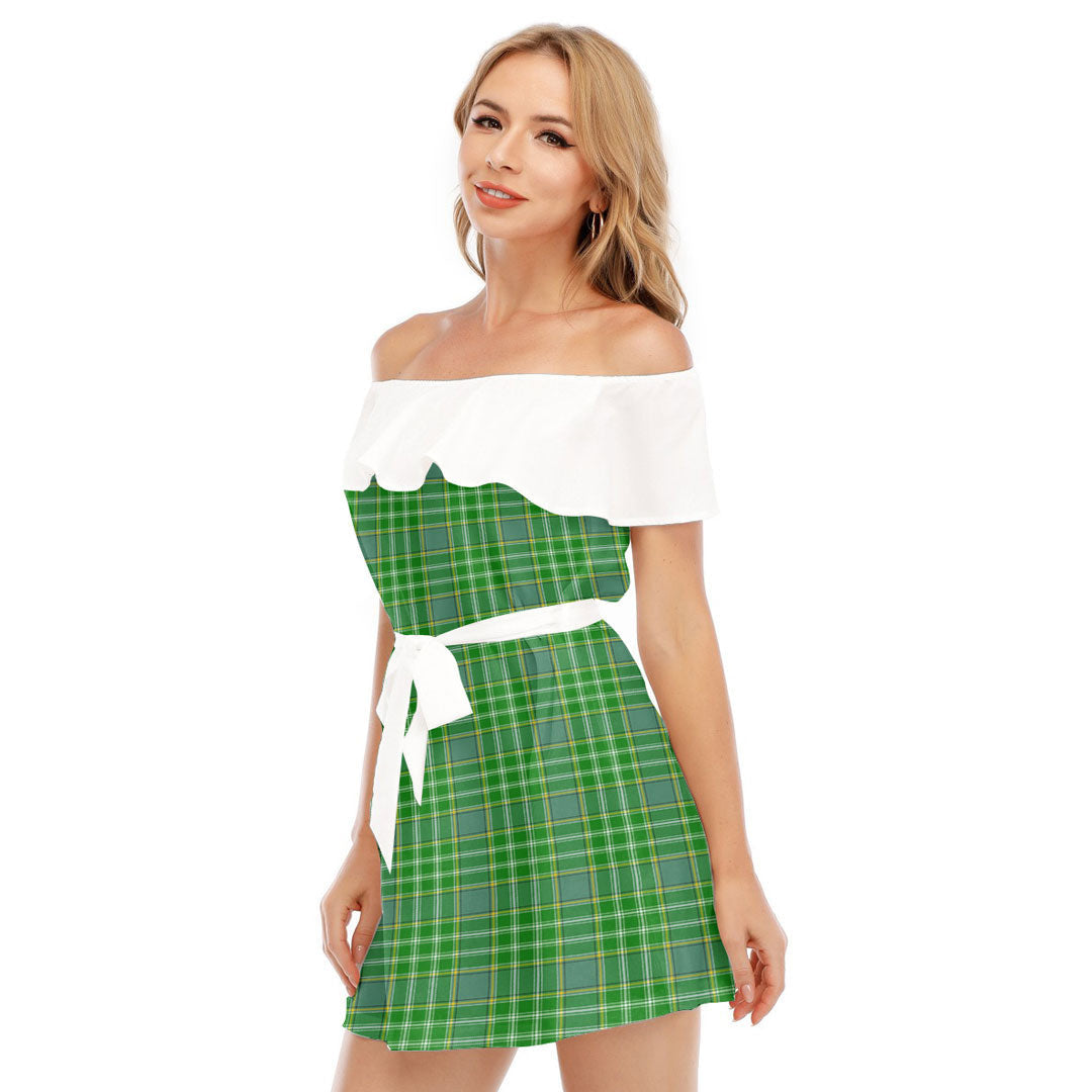 Currie Tartan Plaid Off-shoulder Dress With Ruffle