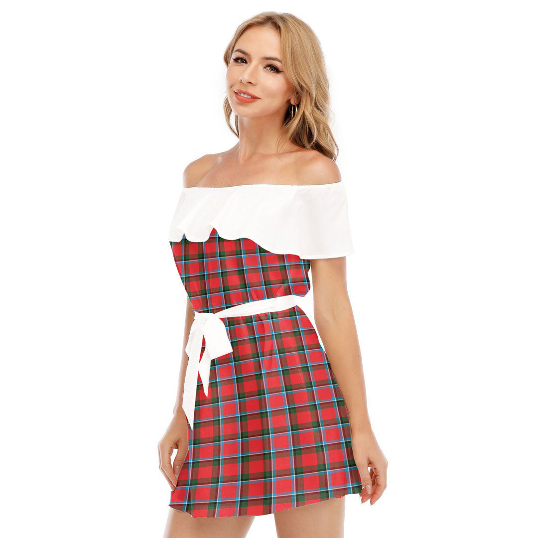 Sinclair Modern Tartan Plaid Off-shoulder Dress With Ruffle