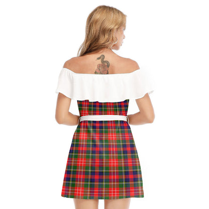 Christie Tartan Plaid Off-shoulder Dress With Ruffle