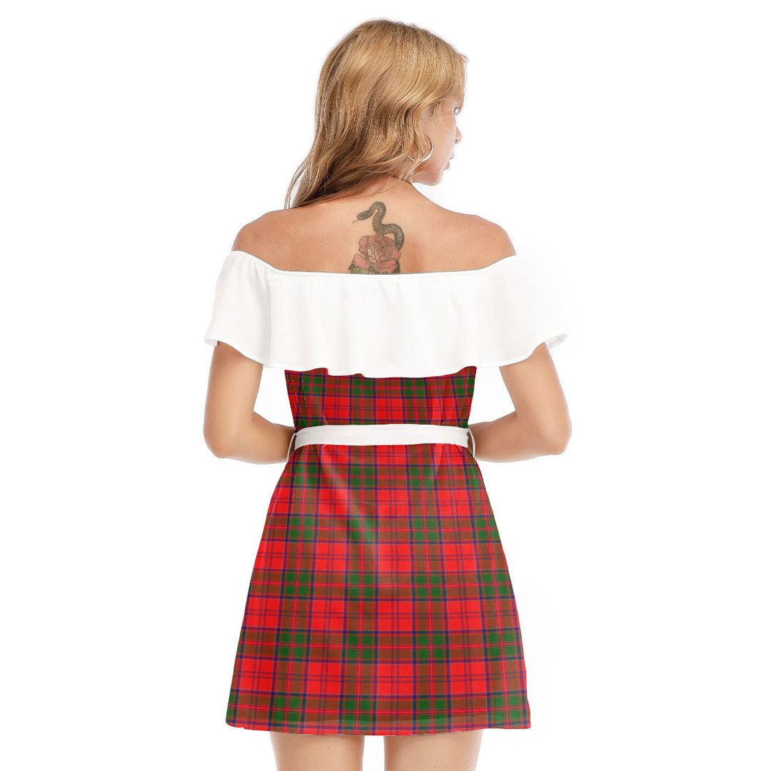 Grant Modern Tartan Plaid Off-shoulder Dress With Ruffle