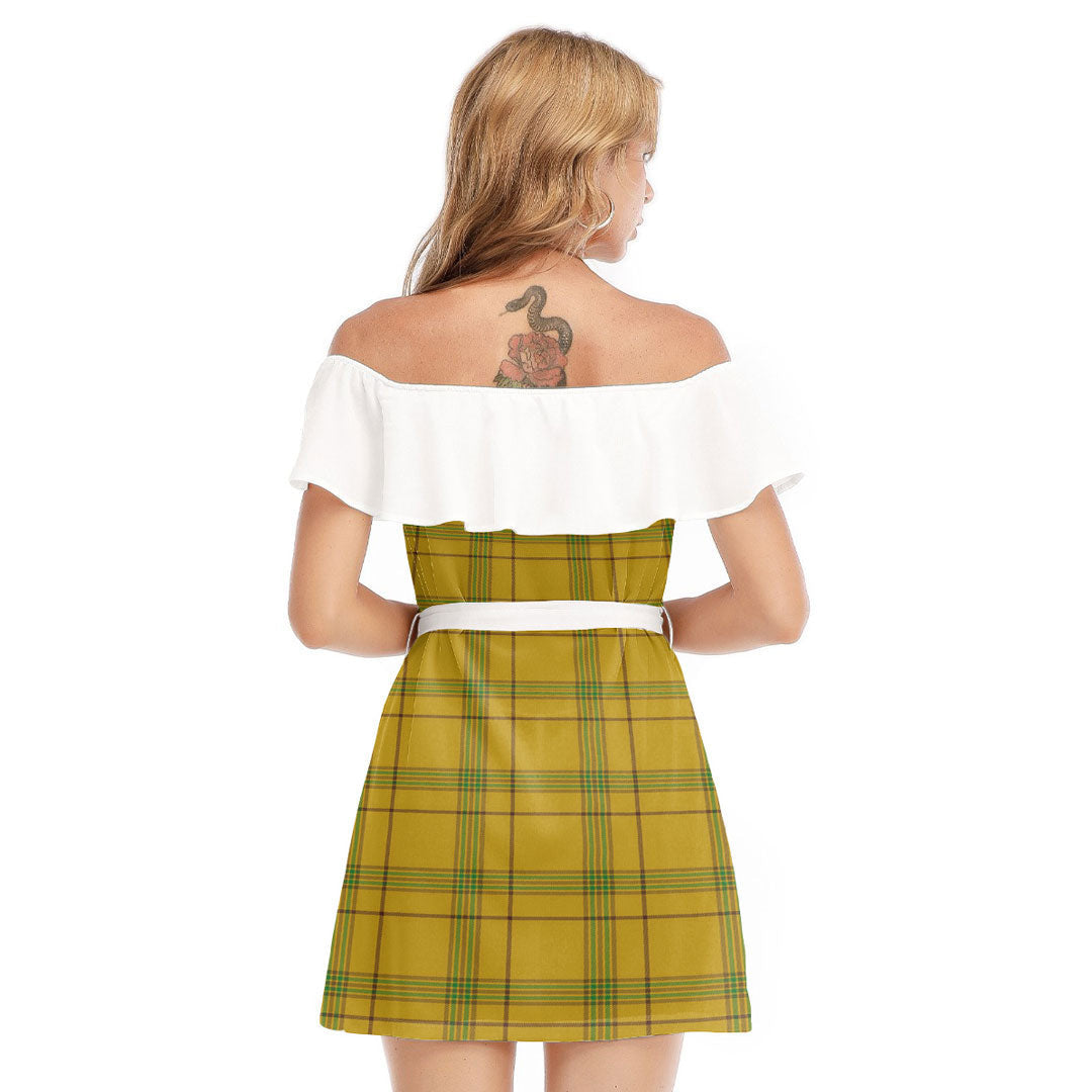 Houston Tartan Plaid Off-shoulder Dress With Ruffle