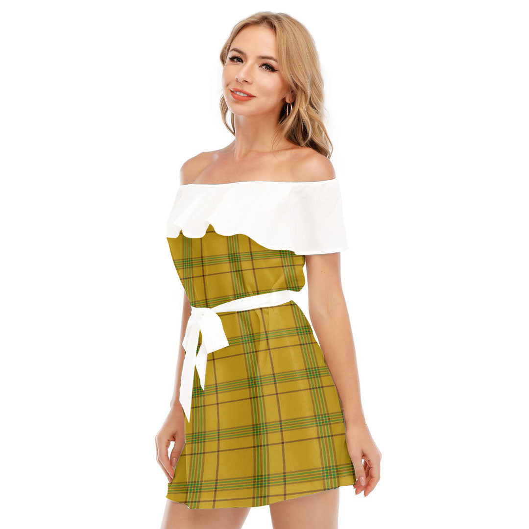 Houston Tartan Plaid Off-shoulder Dress With Ruffle