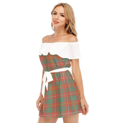 Bruce Ancient Tartan Plaid Off-shoulder Dress With Ruffle