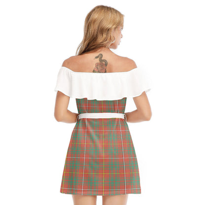 Bruce Ancient Tartan Plaid Off-shoulder Dress With Ruffle