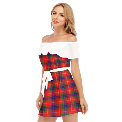 Fraser Modern Tartan Plaid Off-shoulder Dress With Ruffle