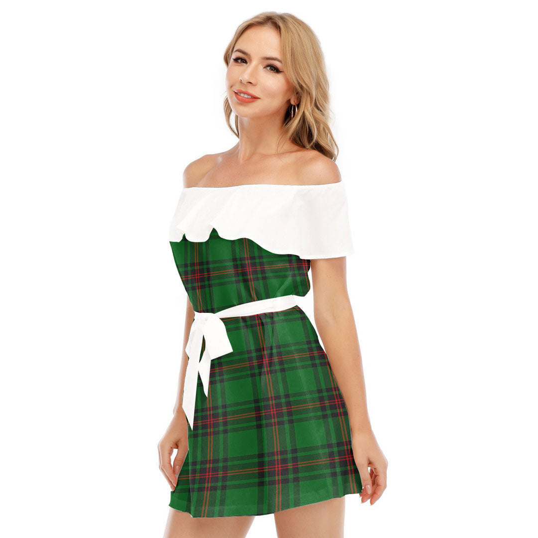 Fife District Tartan Plaid Off-shoulder Dress With Ruffle